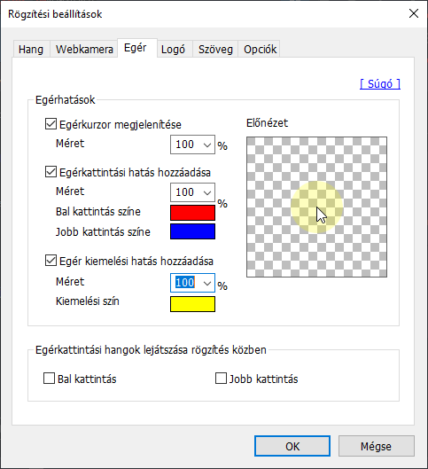 Egér beállítások