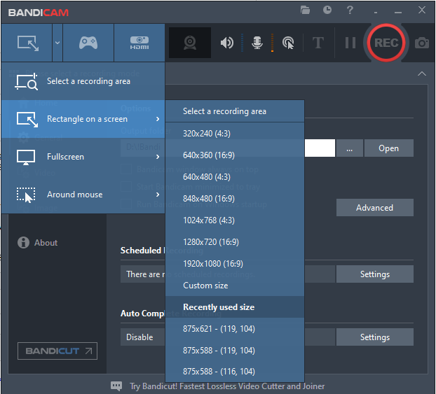 Screen recording option