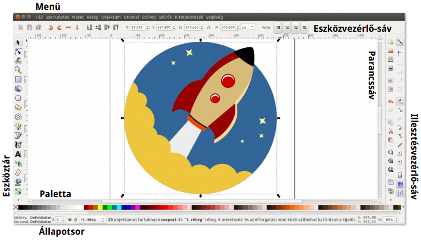 Inkscape kezelőfelület