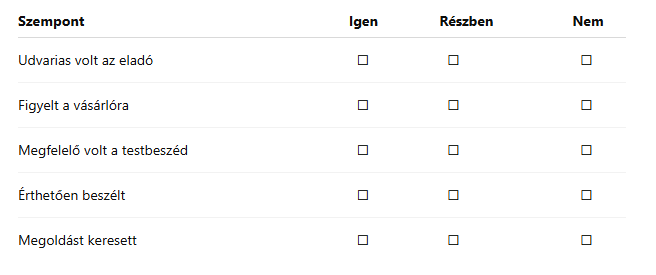 Értékelő lap