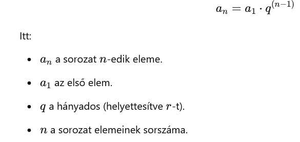 mértani sorozat általános tagja
