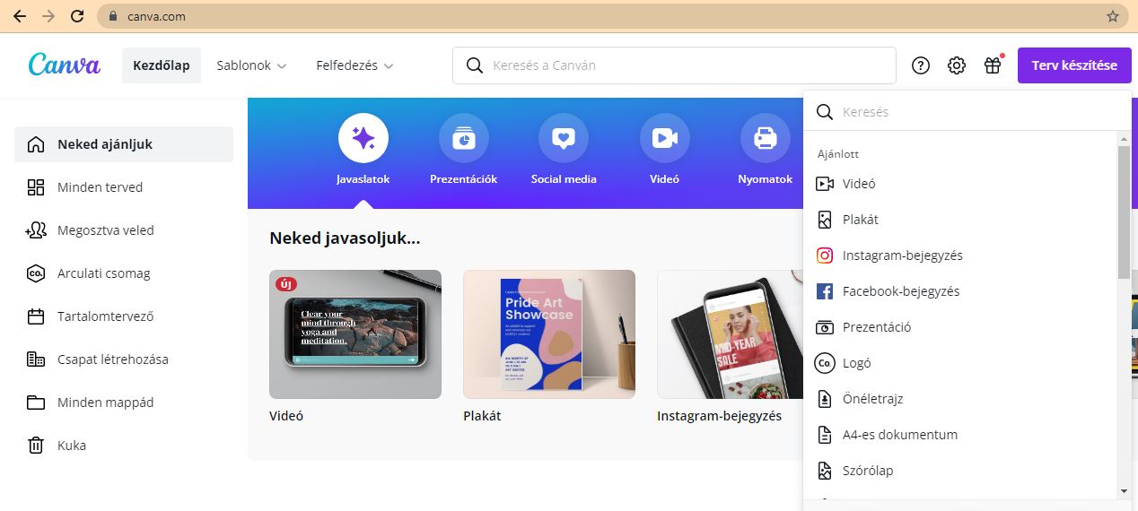 Canva program használata
