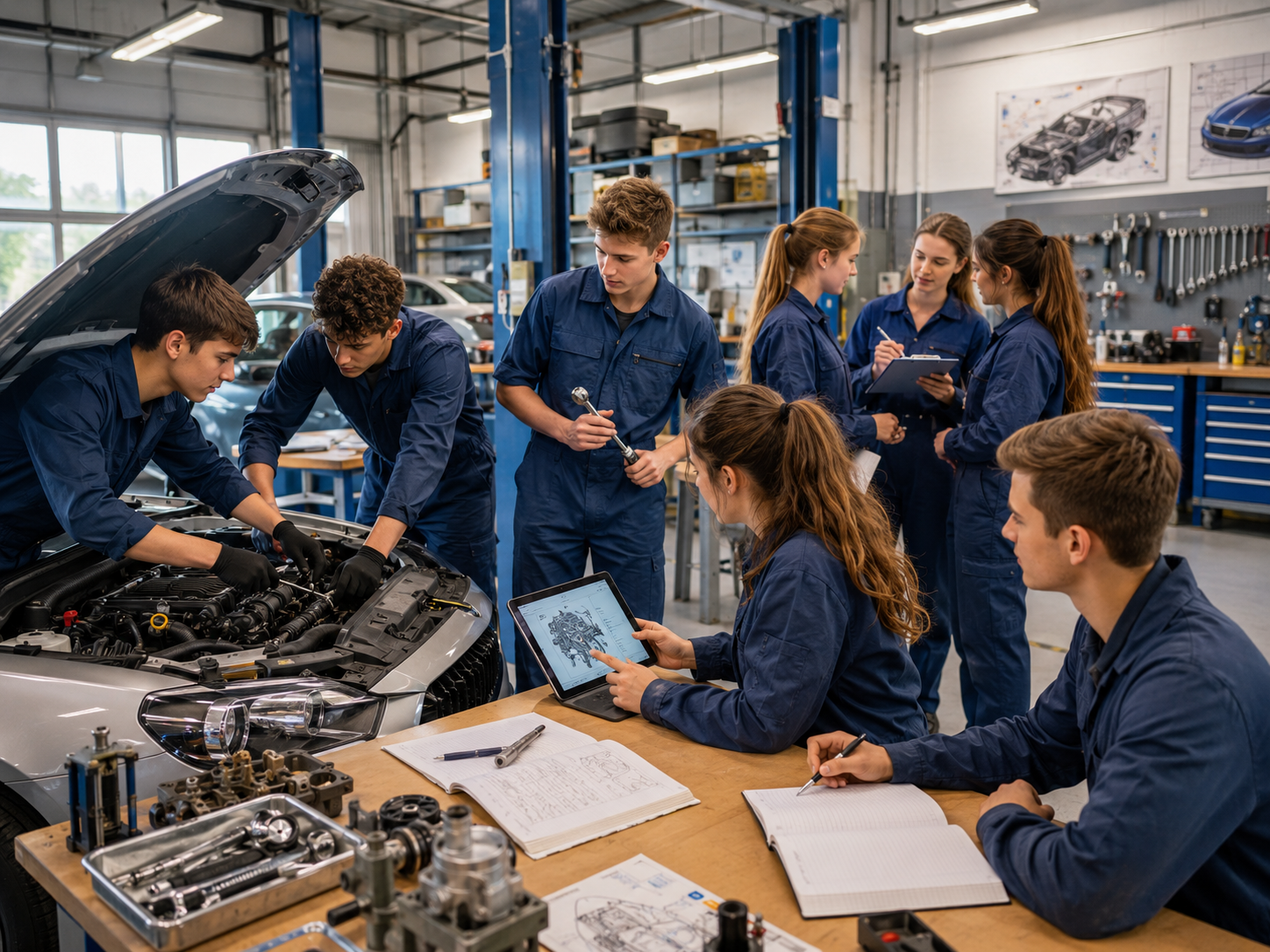Vocational students working together on a practical project