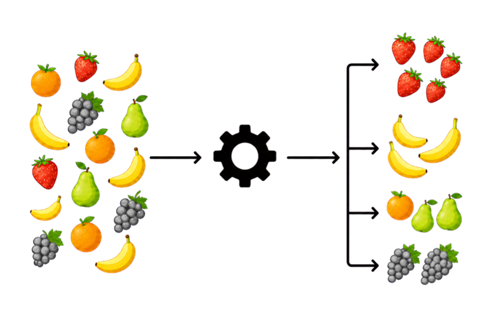 Fruit grouped automatically according to similarity