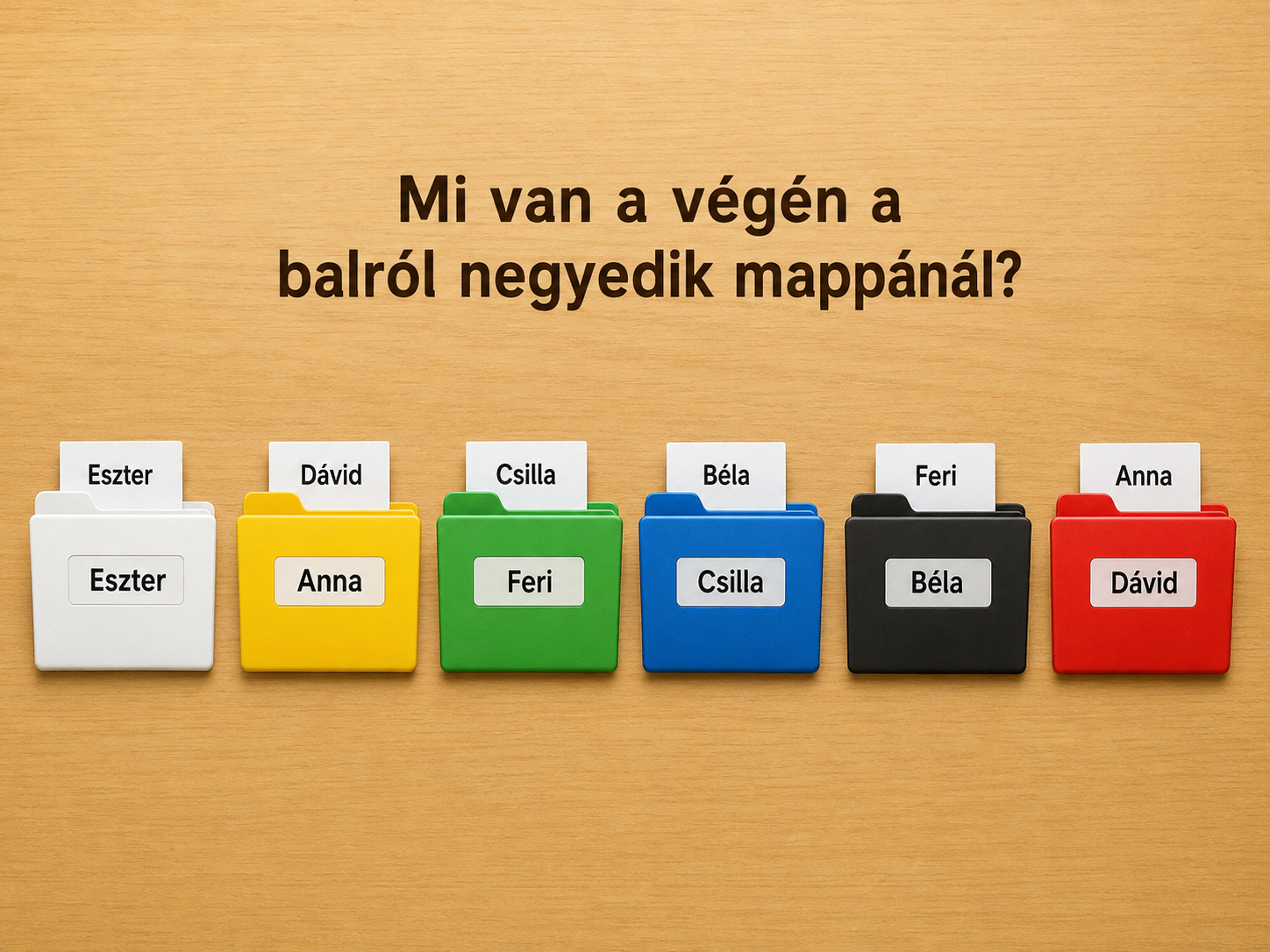 Színes mappák promptolási feladathoz